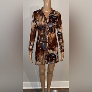 12th Tribe Brown and Black Long Sleeve Dress